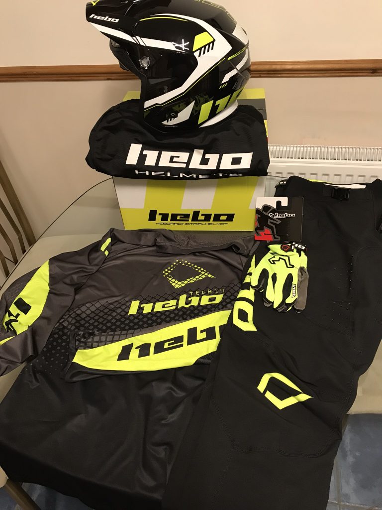Hebo 2019 Trials Tech 10 clothing and Zone 5 helmet